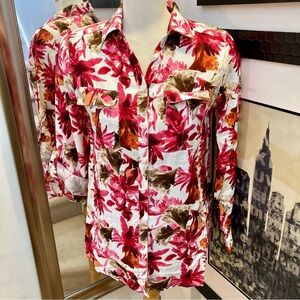 NWT Chicos collared button up floral print blouse size small